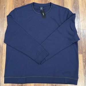 ALFANI Mens Neo Navy Stretch Ribbed Long Sleeve Sweatshirt (Size: 3XL)